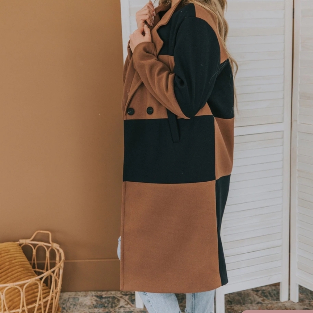 Color Block Double breasted Coat NWT - Picture 5 of 8